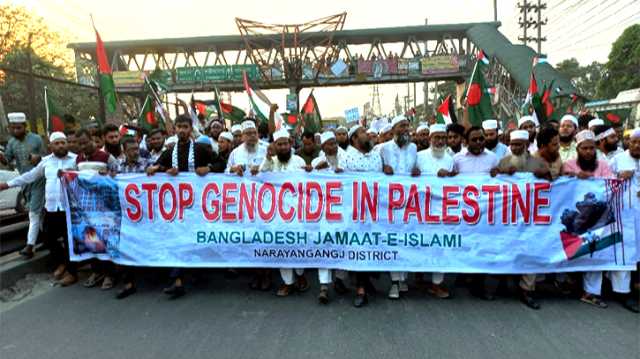 ফিলিস্তিনে গণহত্যার প্রতিবাদে কাঁচপুরে বিক্ষোভ মিছিল, সমাবেশ