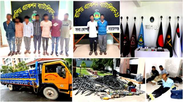 ফতুল্লায় বিদ্যুৎকেন্দ্রে ডাকাতির ৬৫ লাখ টাকার বৈদ্যুতিক সরঞ্জামসহ ৯ ডাকাত গ্রেপ্তার