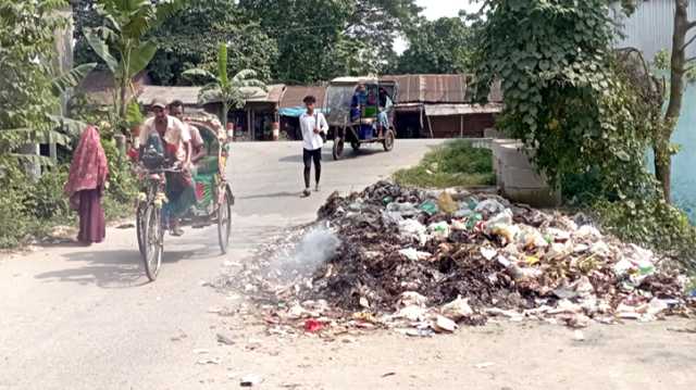২১ নং ওয়ার্ডের এনায়েত নগরে ময়লার ভাগাড়ে পরিবেশ দূষণ  
