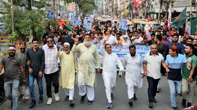 শহরে মাসুদুজ্জামান মাসুদের বিশাল গণমিছিল