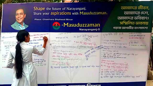 জনতার প্রত্যাশার ক্যানভাসে জনসাধারণের মতামত নিচ্ছেন মাসুদুজ্জামান