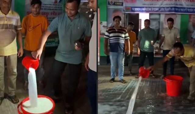 আ.লীগ কর্মীদের প্রবেশ, দুধে ধোয়া হলো বিএনপির অফিস