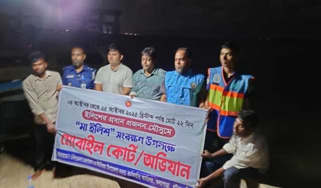 নদীতে বড়শি দিয়ে মাছ শিকার, ৬ জেলেকে জরিমানা