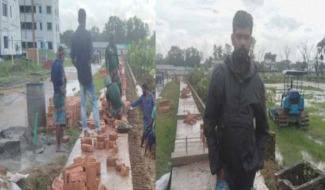 নিম্নমানের ইট দিয়ে নির্মাণ কাজ, সংবাদ সংগ্রহে গেলে সাংবাদিককে হুম