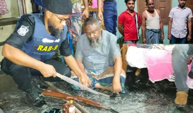 সিলেটে পাথর ব্যবসায়ীর বাড়ি থেকে অস্ত্র-মদ উদ্ধার, আটক ৪