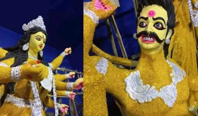 নাটোরে দেড় মণ মুগ ডালে তৈরি প্রতিমা নজর কেড়েছে সবার