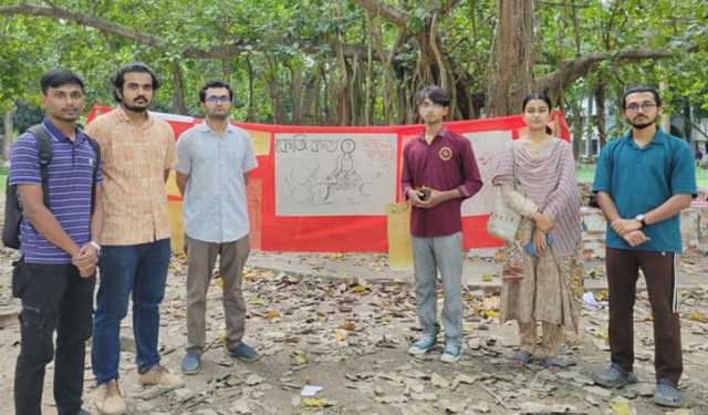 গাছ কাটার প্রতিবাদের ইবির ৬ শিক্ষার্থীর অবস্থান কর্মসূচি