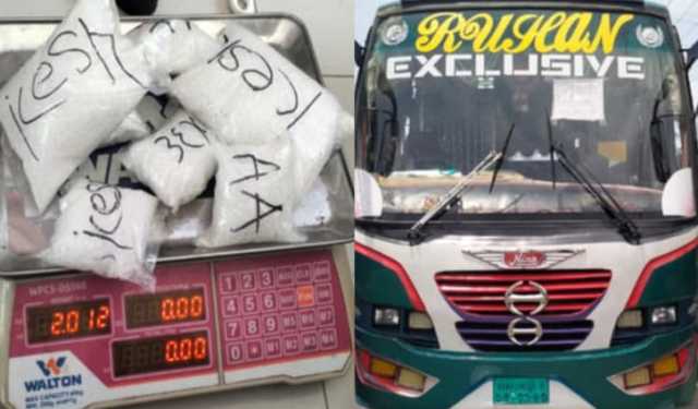 খুলনায় ডুমুরিয়ায় যাত্রীবাহী বাসে ২ কোটি টাকার ‘আইস’ উদ্ধার, আটক ২