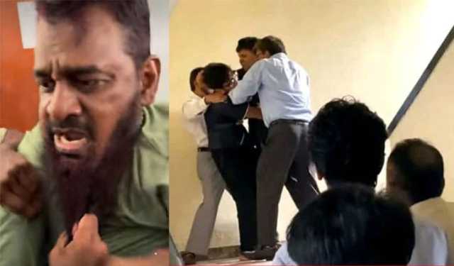 রাবি উপ-রেজিস্ট্রারের দাঁড়িতে টান ও উপ-উপাচার্যকে সিঁড়িতে ফেলে দেওয়া হয়