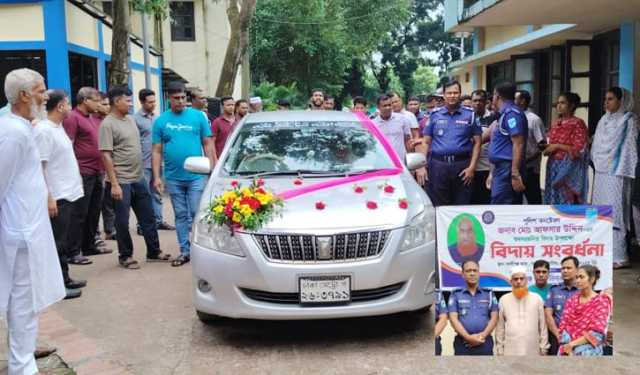 কালীগঞ্জ থানায় কনস্টেবলকে রাজকীয় বিদায় সংবর্ধনা