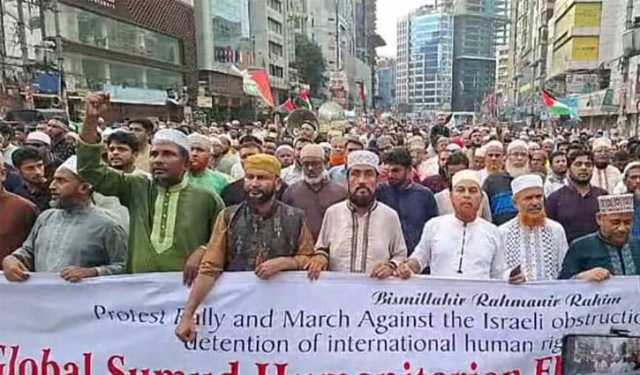 জামায়া‌তের বি‌ক্ষোভে নেতারা: গণহত‌্যা বন্ধ না হ‌লে প্রয়োজ‌নে ফি‌লি‌স্তি‌নে লংমার্চ