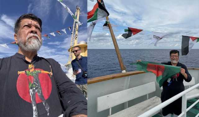 গাজার পথে শহিদুল, বুকে আবু সাঈদের ছবি হাতে বাংলাদেশের পতাকা 