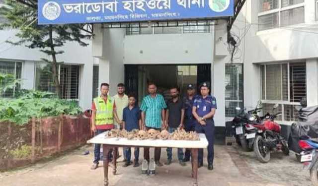 ময়মনসিংহে বাস থেকে মাথার খুলি-হাড় উদ্ধার, গ্রেপ্তার ৩