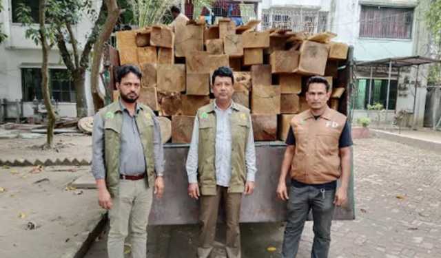 সোনারগাঁও ফরেষ্ট স্টেশনে ২০০ ঘনফুট রদ্দা কাঠ জব্দ