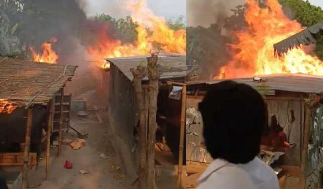 খাবারের হোটেলের আড়ালে অনৈতিক কর্মকাণ্ড, আগুন দিল জনতা