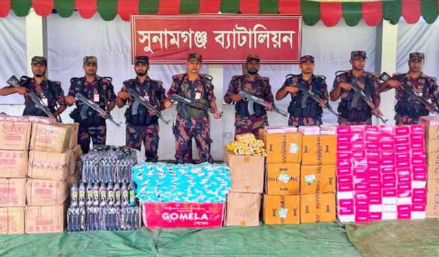 সুনামগঞ্জে ভারতীয় কসমেটিক্স ও বিস্কুট জব্দ