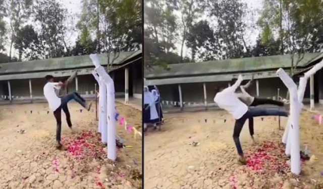 লাথি মেরে শহীদ মিনার ভাঙার শাস্তি প্রতিদিন স্কুল পরিষ্কার