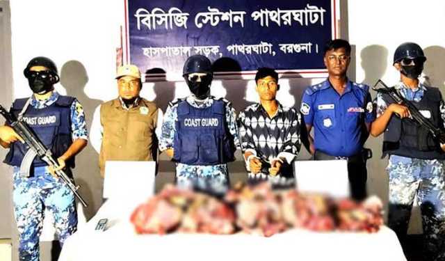 বরগুনায় ৩৫ কেজি হরিণের মাংসসহ যুবক আটক