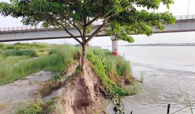 ভাঙছে পাড়, ঝুঁকিতে শতকোটি টাকার সেতু