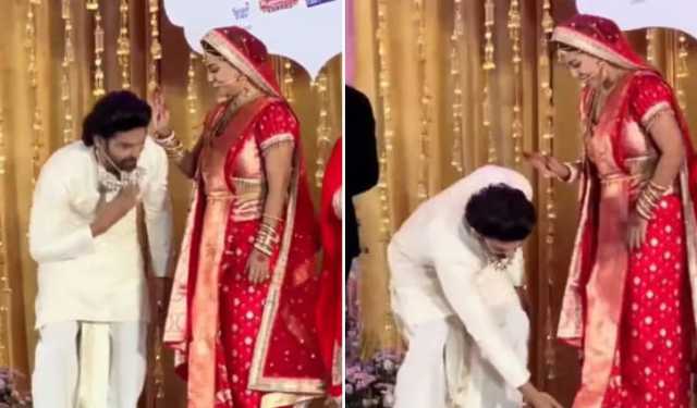 স্ত্রীর পা ছুঁয়ে আশীর্বাদ নিয়ে আলোচনায় গুরমিত