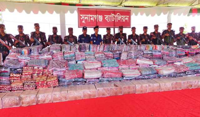 সুনামগঞ্জে সাড়ে ৫ কোটি টাকার ভারতীয় পণ্য জব্দ