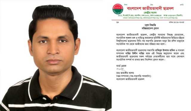 শৃঙ্খলা ভঙ্গের অভিযোগে চবি ছাত্রদল নেতাকে বহিষ্কার