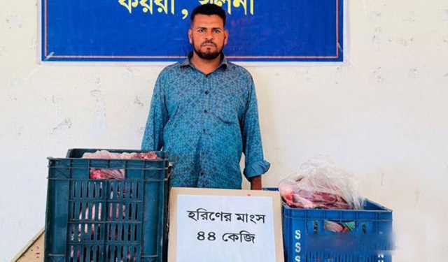 কয়রায় ৪৪ কেজি হরিণের মাংসসহ যুবক গ্রেপ্তার 