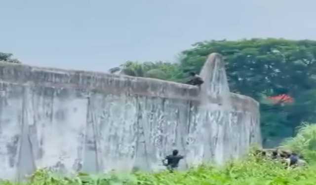কারাগারের প্রাচীর টপকে হাজতির পালানোর চেষ্টা, ভিডিও ভাইরাল