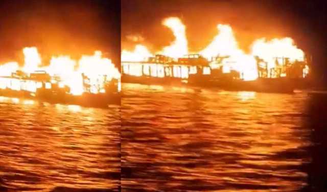 টাঙ্গুয়ার হাওরে হাউজবোটে আগুন
