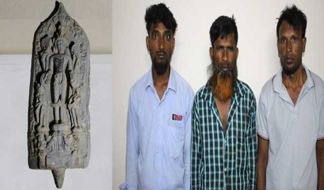 বগুড়ায় কষ্টিপাথরের মূর্তি উদ্ধার, গ্রেপ্তার ৩
