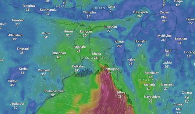 মোংলা থেকে ২৩০ কিলোমিটার দূরে নিম্নচাপ