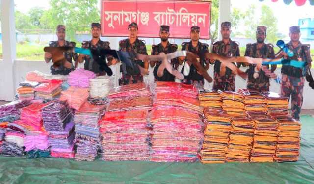সুনামগঞ্জে কোটি টাকার ভারতীয় শাড়ি উদ্ধার 
