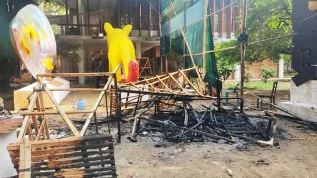 শোভাযাত্রার মোটিফে আগুন দেওয়া ১ জন চিহ্নিত: আইনশৃঙ্খলা বাহিনী