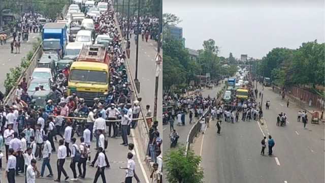 সাতরাস্তায় পলিটেকনিক শিক্ষার্থীদের সড়ক অবরোধ