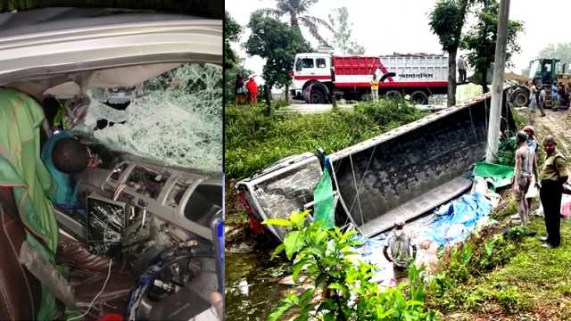 সিরাজগঞ্জে ট্রাক-মাইক্রোবাসের মুখোমুখি সংঘর্ষে নিহত ২ 