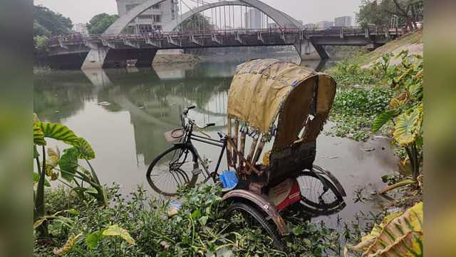 প্যাডেলচালিত রিকশা গুলশান লেকে ফেলল ব্যাটারিচালিত রিকশাচালকরা