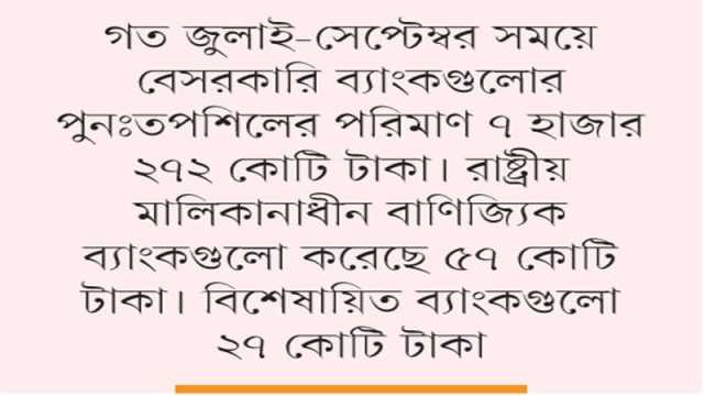 ঋণ পুনঃতপশিলের ৯৯% বেসরকারি ব্যাংকে
