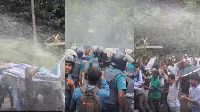 কাকরাইলে চাকরিচ্যুত বিডিআর সদস্যদের ওপর পুলিশের জলকামান