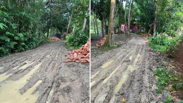 কাপাসিয়ায় সড়ক নির্মাণকাজে বাধা, চাঁদা দাবির অভিযোগ