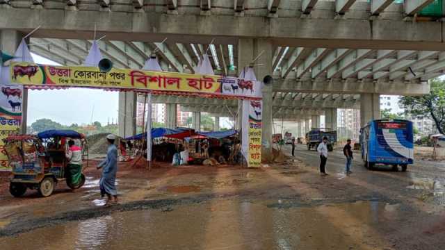 নির্ধারিত স্থান রেখে মহাসড়ক ঘেঁষে পশুর হাট, ভোগান্তি