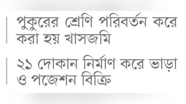 শতবর্ষী পুকুর ভরাট করে যুবলীগ নেতার দোকান