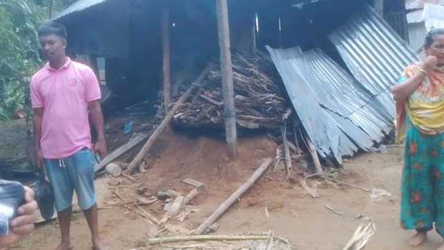 হাতির পাল বাড়িঘর ভেঙে খেয়ে গেল ধান-চাল